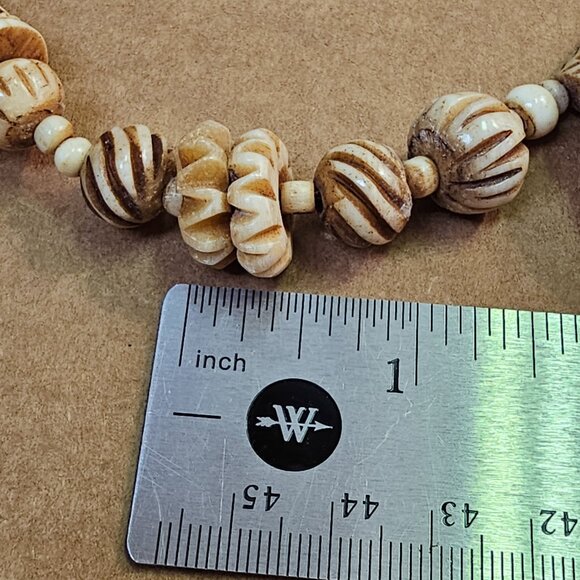 Vintage Intricately Hand Carved Bone Cross Necklace, Ethnic, Bohemian - Picture 10 of 11